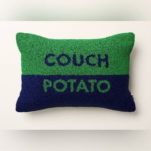 Kate Spade Green and Blue Beaded Accent Pillow, Couch Potato, NIP
